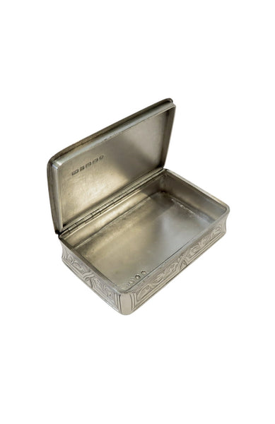 Antique Victorian Sterling Silver Snuff Box with Crest 1873