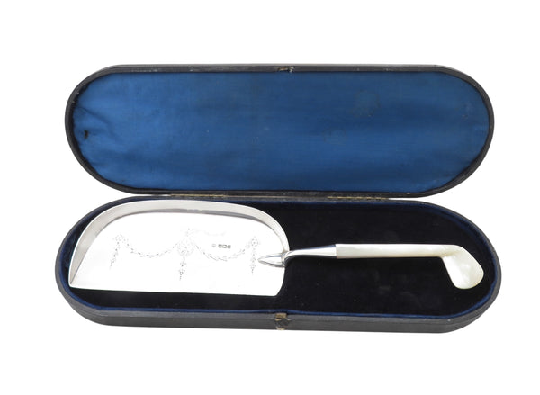 Antique Edwardian Sterling Silver & Mother of Pearl 'Golf Club' Crumb Tray 1910