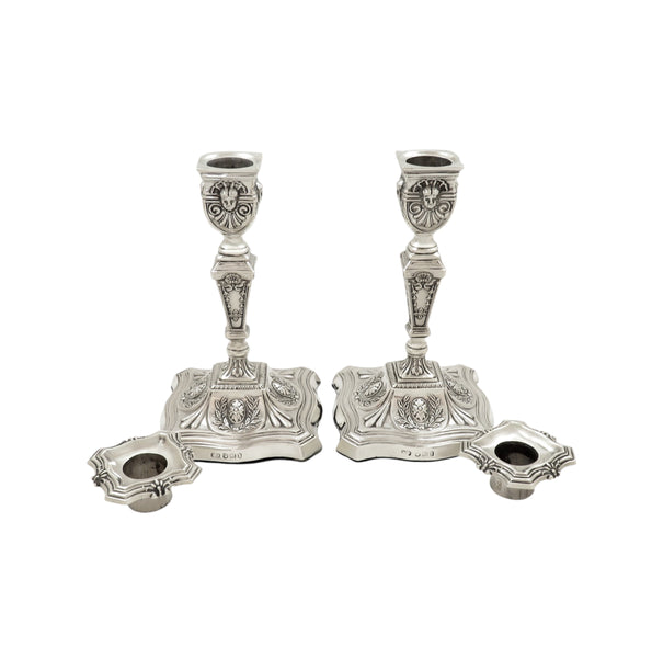 Pair of Antique Victorian Sterling Silver 6" Candlesticks 1897
