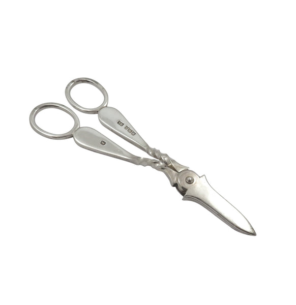 Pair of Antique Victorian Sterling Silver Grape Shears / Scissors in Case 1899