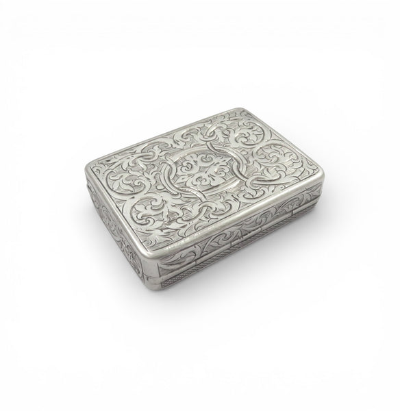 Antique Victorian Sterling Silver Snuff / Pill Box 1860