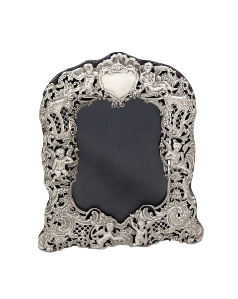 Antique Victorian Sterling Silver 'Cherubs' Photo Frame 1897