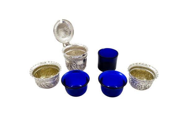 Antique Victorian Sterling Silver 3 Piece Cruet Set