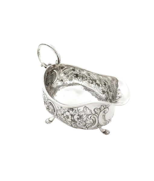 Antique Victorian Sterling Silver Gravy Jug / Sauce Boat 1890