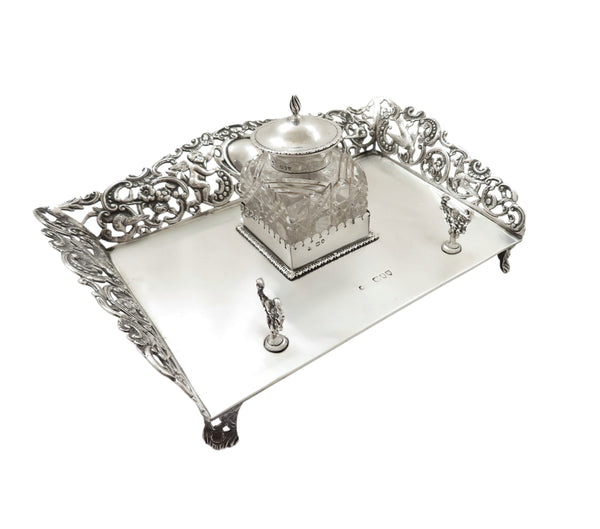 Antique Victorian Sterling Silver Inkstand 1894
