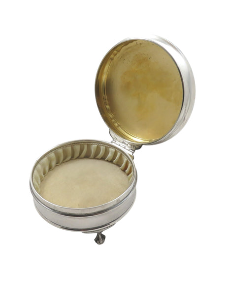 Antique Sterling Silver & Yellow Enamel Trinket Box 1935