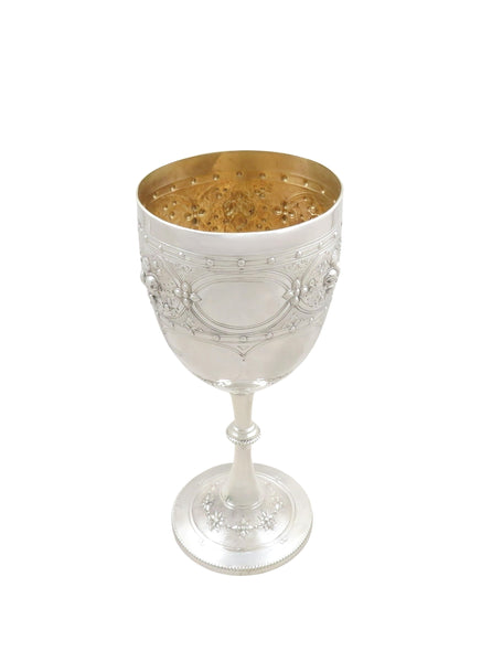 Antique Victorian Sterling Silver 7 3/4" Wine Goblet 1871