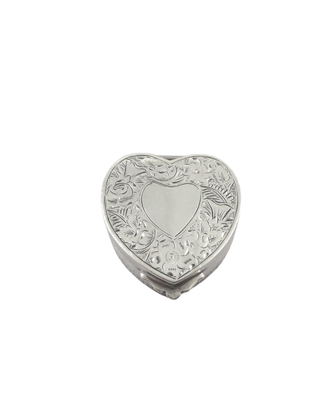 Antique Edwardian Sterling Silver 'Heart' Trinket/Pill Box 1901