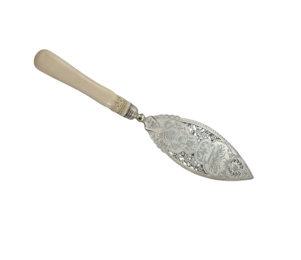 Pair of Antique Victorian Sterling Silver Fish Servers in Case 1899