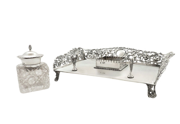Antique Victorian Sterling Silver Inkstand 1894