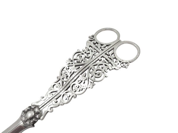 Pair of Antique Edwardian Sterling Silver Grape Shears / Scissors in Case 1903