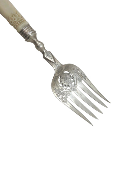 Pair of Antique Victorian Sterling Silver Fish Servers in Case 1899