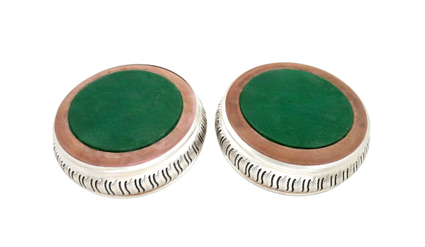 Pair of Vintage Sterling Silver Wine / Champagne Coasters  1972