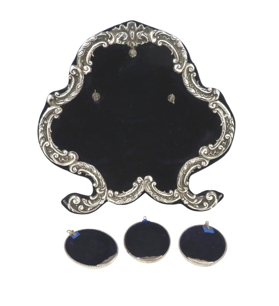 Unusual Antique Edwardian Sterling Silver Triple Photo Frame 1901