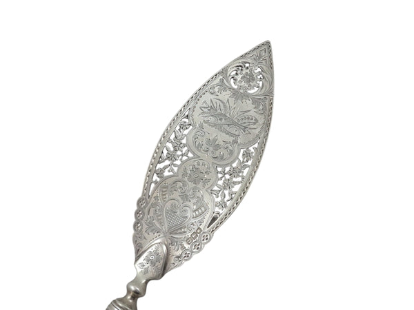 Pair of Antique Victorian Sterling Silver Fish Servers in Case 1899