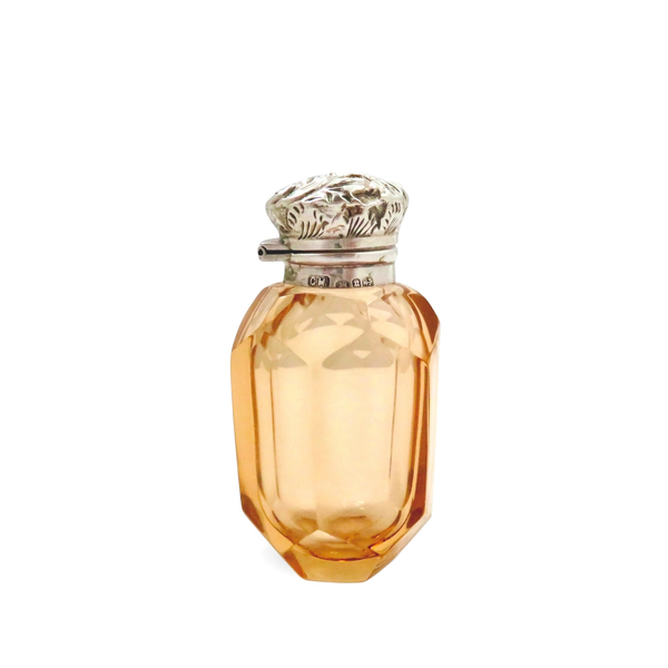 Antique Victorian Sterling Silver & Cut Glass Perfume / Scent Bottle 1894