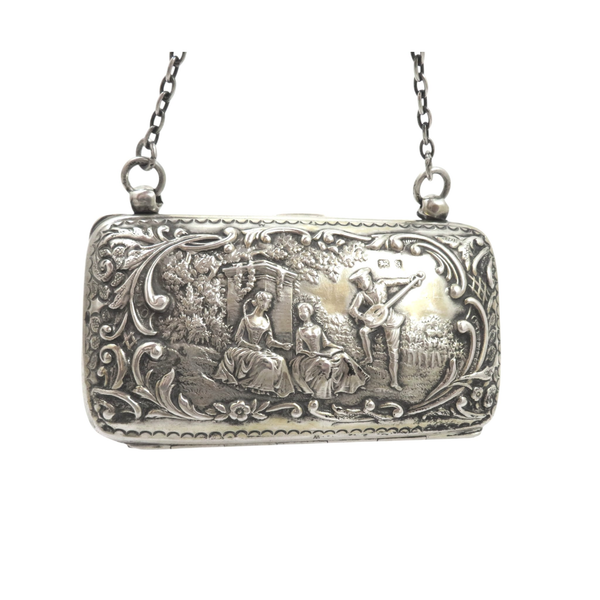 Antique Victorian Sterling Silver Purse 1900 - The Music Lesson