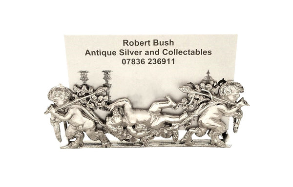 Pair of Antique Victorian Sterling Silver 'Cherub' Menu / Name Place Holders 1900