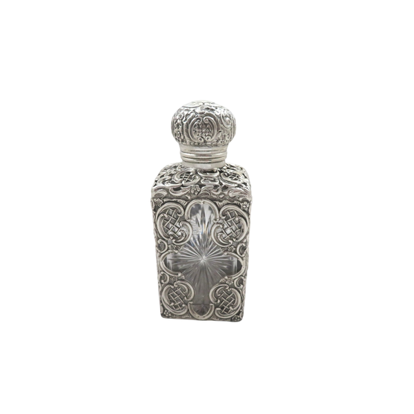 Antique Victorian Sterling Silver & Cut Glass Scent/Perfume Bottle 1894