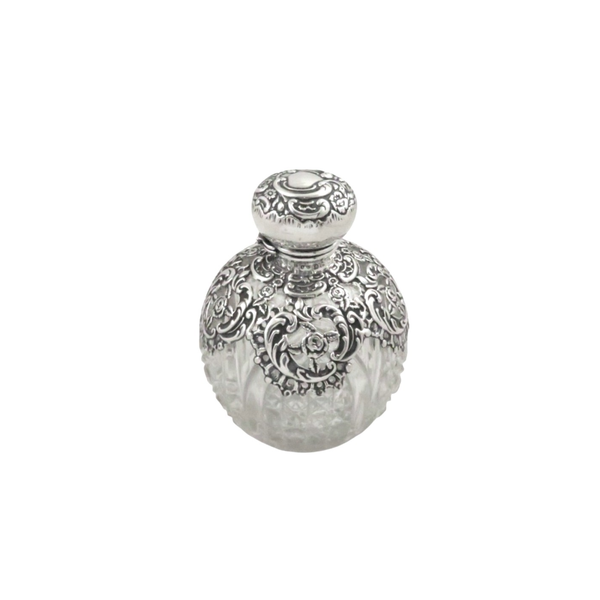 Antique Edwardian Sterling Silver & Cut Glass Scent / Perfume Bottle 1903