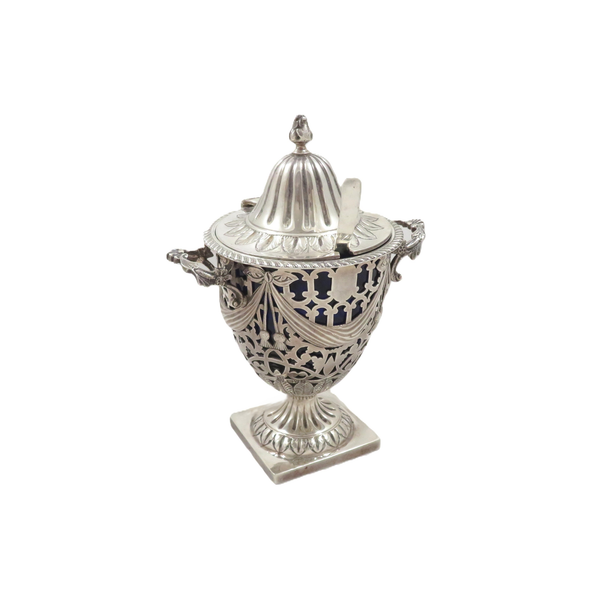 Antique Edwardian Sterling Silver Sugar Basket / Urn with Lid 1906