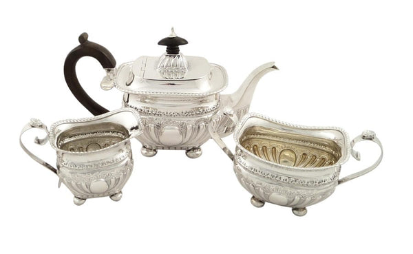 Antique Victorian Sterling Silver 3 Piece Teaset 1888