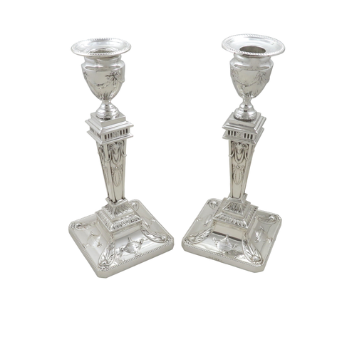 Pair of Antique Edwardian Sterling Silver 'Rams Heads' 8" Candlesticks 1901