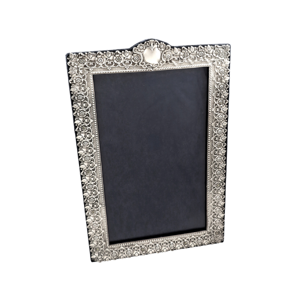 Large Antique Edwardian Sterling Silver 14" Photo Frame 1902