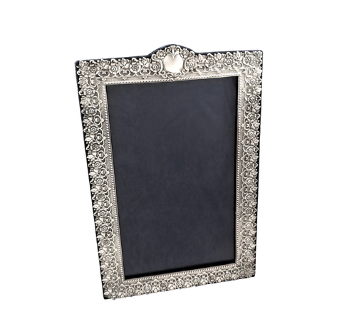 Large Antique Edwardian Sterling Silver 14" Photo Frame 1902
