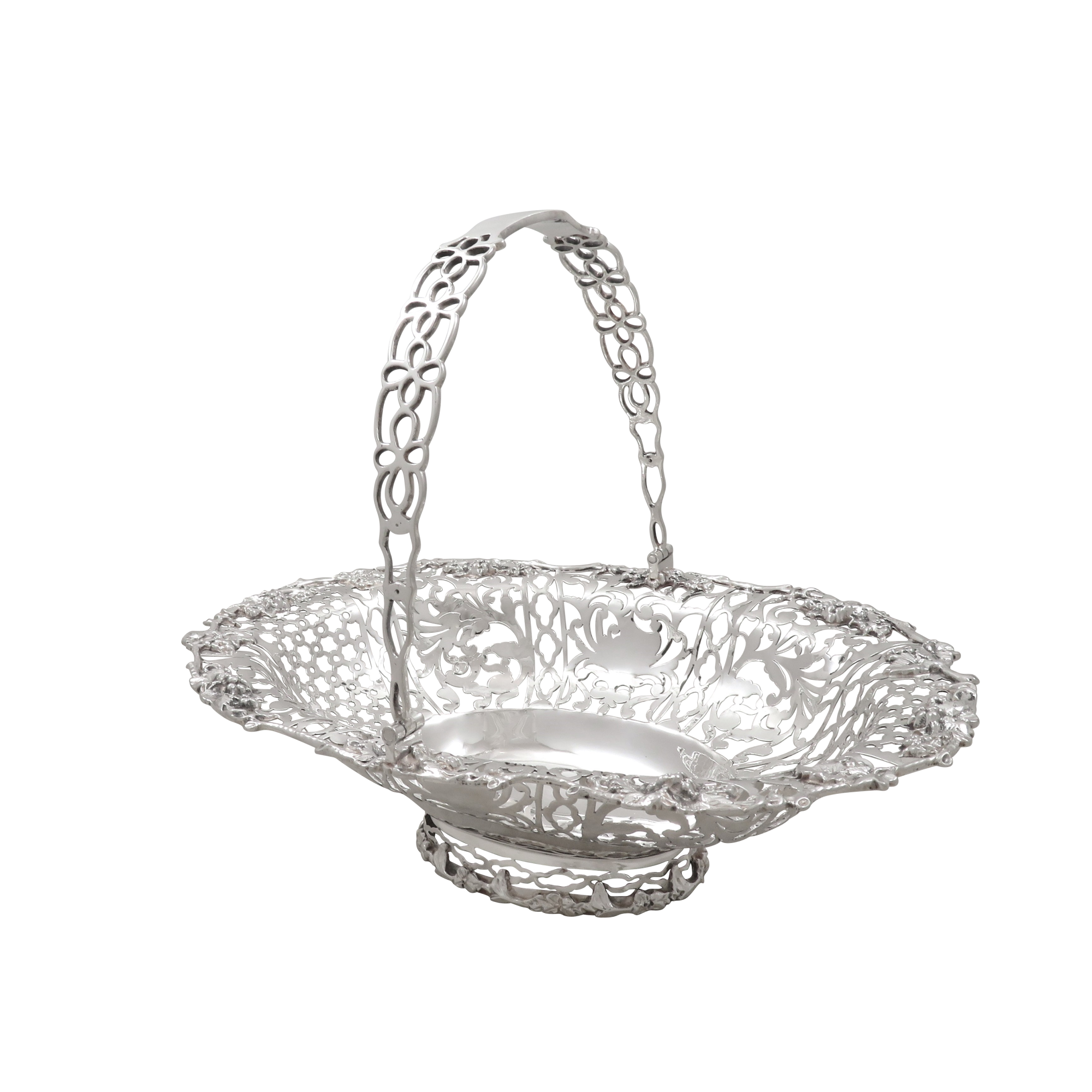 Antique Edwardian Sterling Silver 10" Basket / Dish 1902