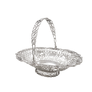 Antique Edwardian Sterling Silver 10" Basket / Dish 1902