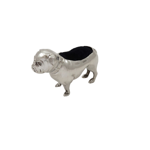 Antique Edwardian Sterling Silver Bull Dog Pin Cushion 1906