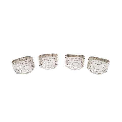 Set of 4 Antique Edwardian Sterling Silver Napkin Rings 1905