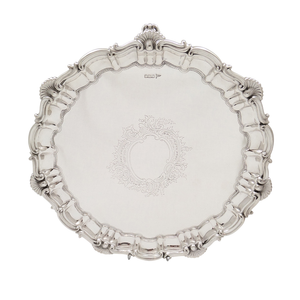 Antique Edwardian Sterling Silver 12" Tray / Salver 1909