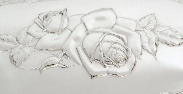 Antique Sterling Silver 14" Oval 'Roses' Dressing Tray 1912