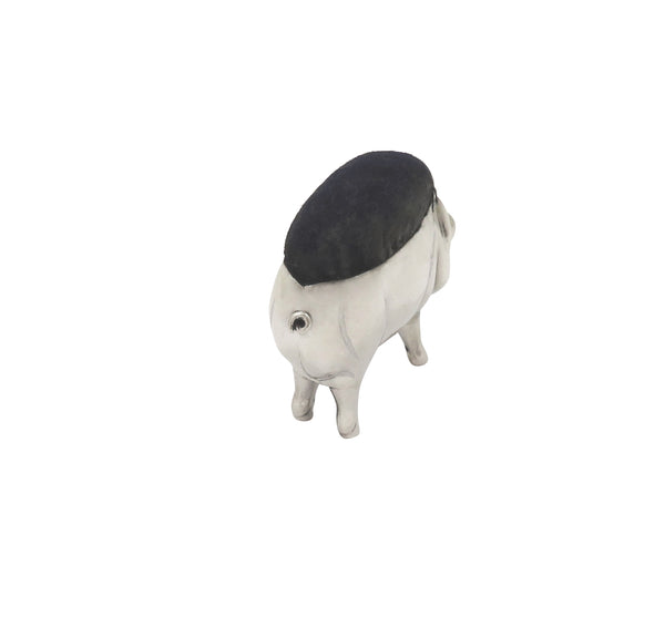 Antique Edwardian Sterling Silver Pig Pin Cushion 1910