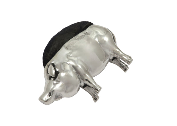 Antique Edwardian Sterling Silver Pig Pin Cushion 1910
