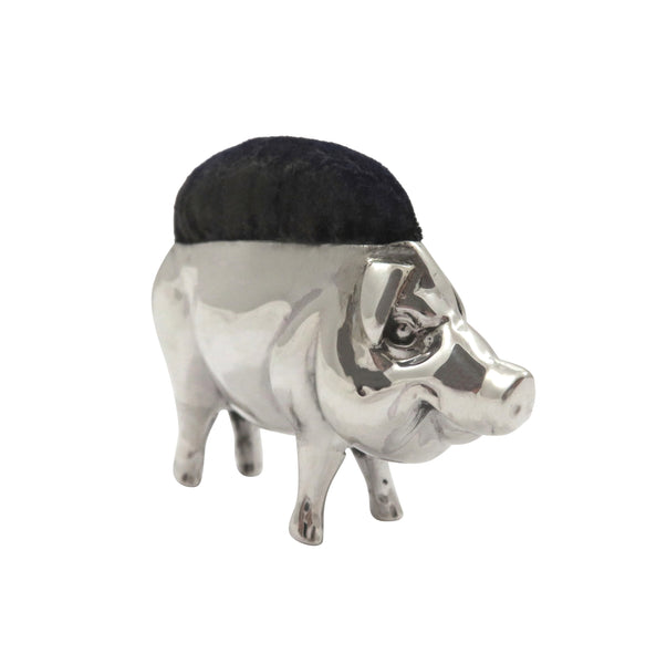 Antique Edwardian Sterling Silver Pig Pin Cushion 1910