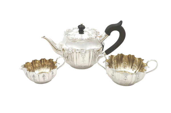Antique Victorian Sterling Silver 3 Piece Teaset 1894