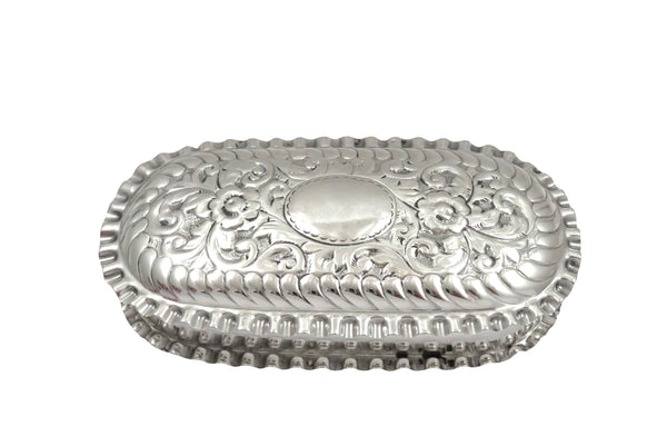 Antique Victorian Sterling Silver 4" Trinket Box 1898