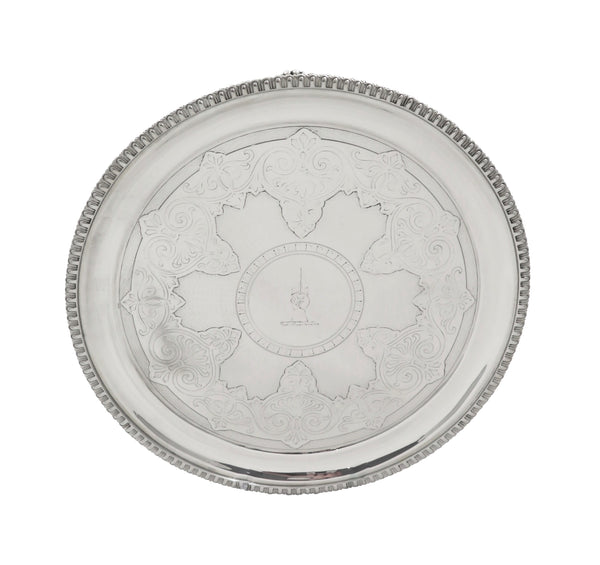Antique Victorian Sterling Silver 8" Tray / Salver 1866