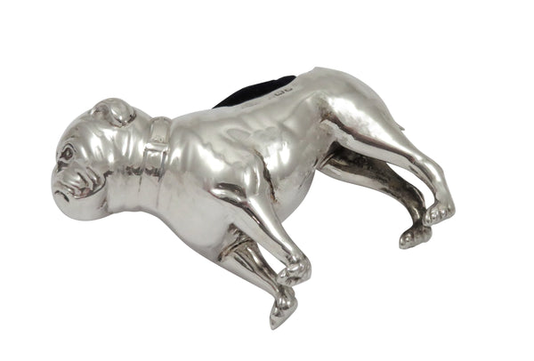 Antique Edwardian Sterling Silver Bull Dog Pin Cushion 1906
