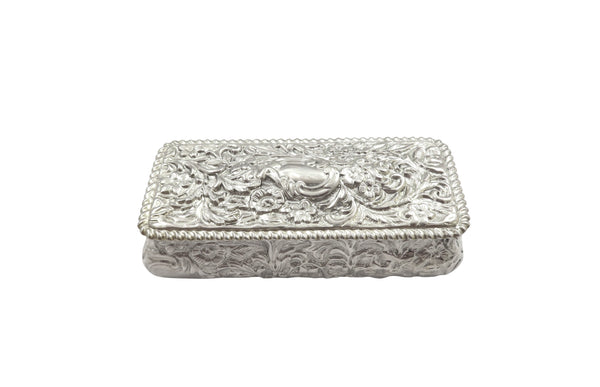 Antique Victorian Sterling Silver Trinket Box 1895