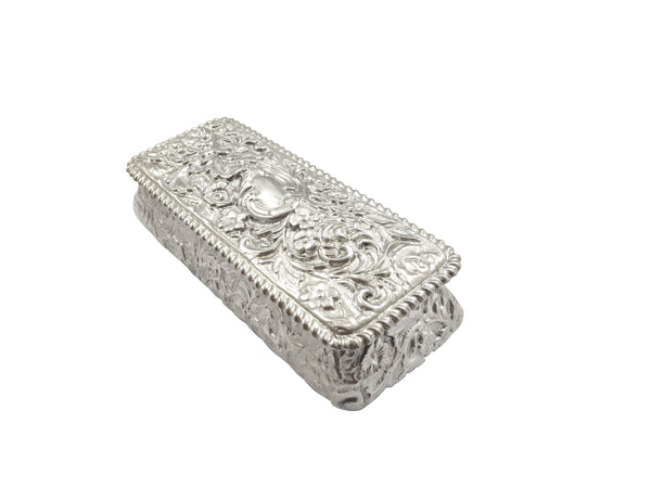 Antique Victorian Sterling Silver Trinket Box 1895