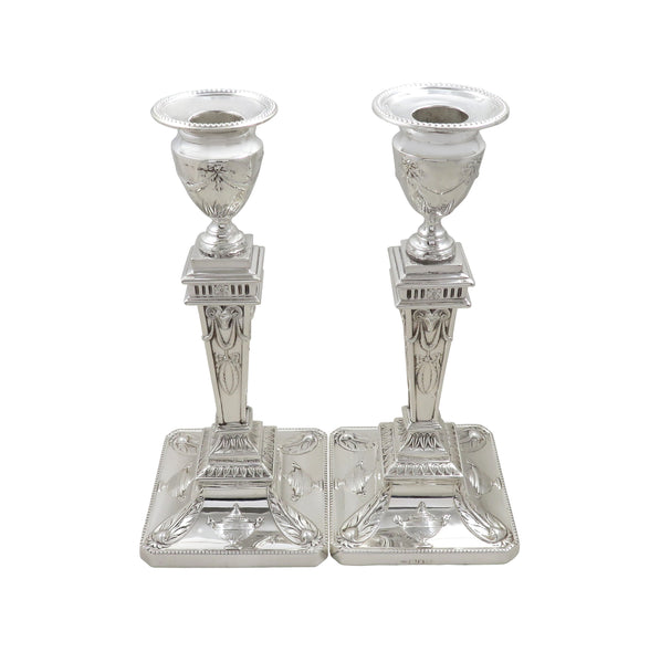 Pair of Antique Edwardian Sterling Silver 'Rams Heads' 8" Candlesticks 1901