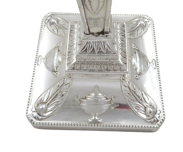 Pair of Antique Edwardian Sterling Silver 'Rams Heads' 8" Candlesticks 1901