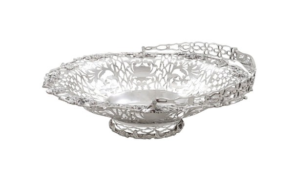 Antique Edwardian Sterling Silver 10" Basket / Dish 1902