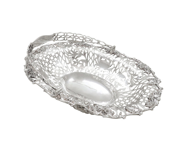 Antique Edwardian Sterling Silver 10" Basket / Dish 1902