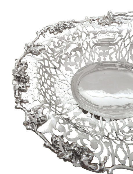 Antique Edwardian Sterling Silver 10" Basket / Dish 1902