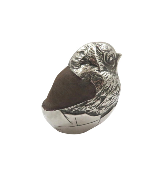 Antique George V Sterling Silver Hatching Chick Pin Cushion 1912